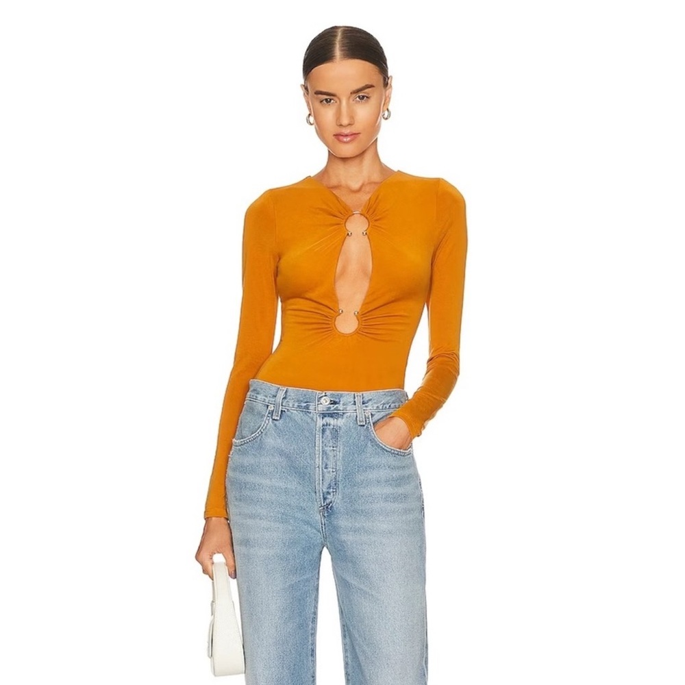 Camila Coelho Orange Cutout Bodysuit
